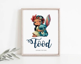 Stitch Food Sign ,Stitch Table Sign, Stitch Birthday Table Sign, Custom Sign, Cards And Gifts Sign, Birthday Welcome Sign, Boy Party Decor