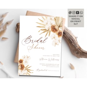 Boho Bridal Shower Invitation, Bohemian Bridal Shower Invite, Boho Floral Bridal Shower, Editable Boho Bridal Shower Template, Instant