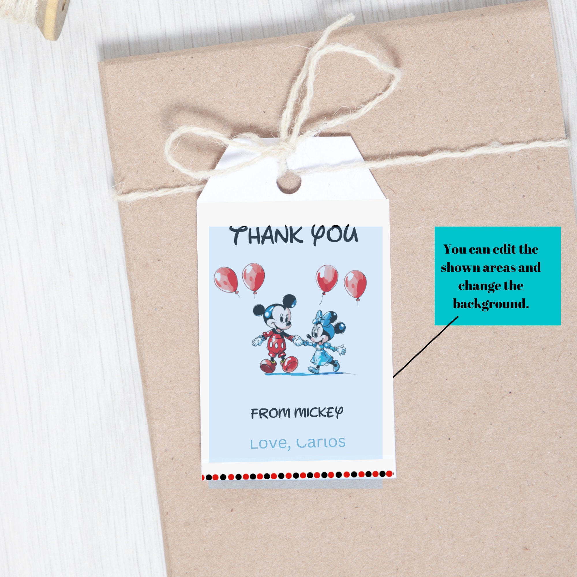 Mickey Mouse Birthday Thank You Tag, Mickey Mouse Birthday Party Favors ...