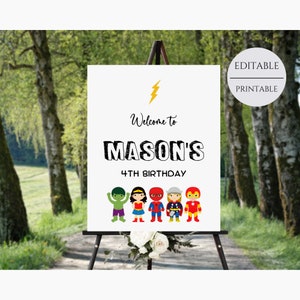 Superhero Welcome Sign, Superhero Party Welcome Sign Template, Superhero Theme Birthday Welcome Sign, Boy Birthday Editable, Try Before Buy