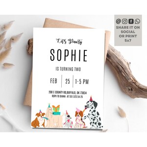 Dog Birthday Party Invitation, Puppy Birthday Invite, Pink Girl Pawty Animal Birthday Invite, Pet Vet Dog Birthday Invite, Instant