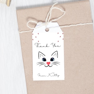 Kitty Cat Thank You Tag, Kitten Birthday Party Favors Thank You Tag, Cat Party Favors Tag, Editable Favor Tag