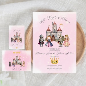 Royal Princess and Knight Sibling Birthday Invitation, Princess Girl Boy Sibling Birthday Invitation, Girl Boy Kids Castle Knight Invite