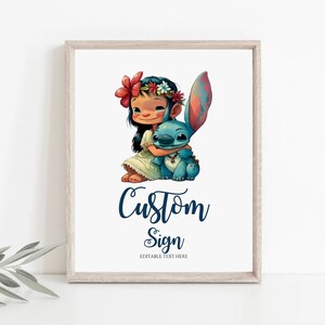 Stitch Custom Sign, Stitch Table Sign, Stitch Birthday Table Sign, Custom Sign, Drinks Sign, Birthday Welcome Sign, Girl Party Decoration