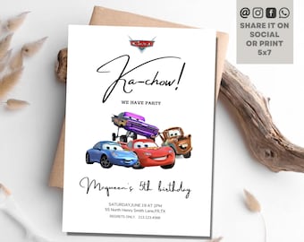 Cars Birthday Invitation, Lightning McQueen Invitation, Racing Cars Birthday Invitation, Kids Birthday Invitation, Cars Boy Invite, Instant