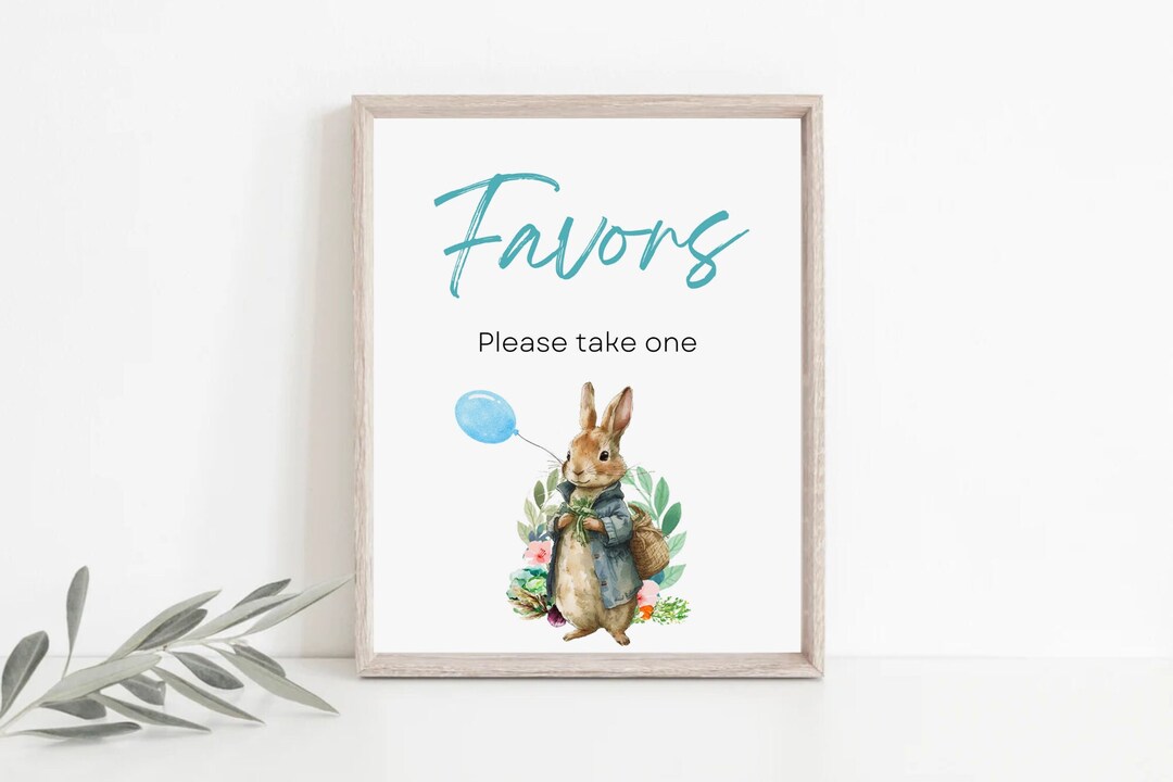 Signo de favores, cartel de cumpleaños de Peter Rabbit, decoración de ...