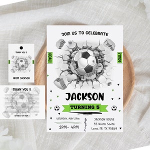 Soccer Birthday Invitation Template, Soccer Game Birthday Invite, Soccer Party Invite, Football Birthday Evite, Editable Birthday Invite