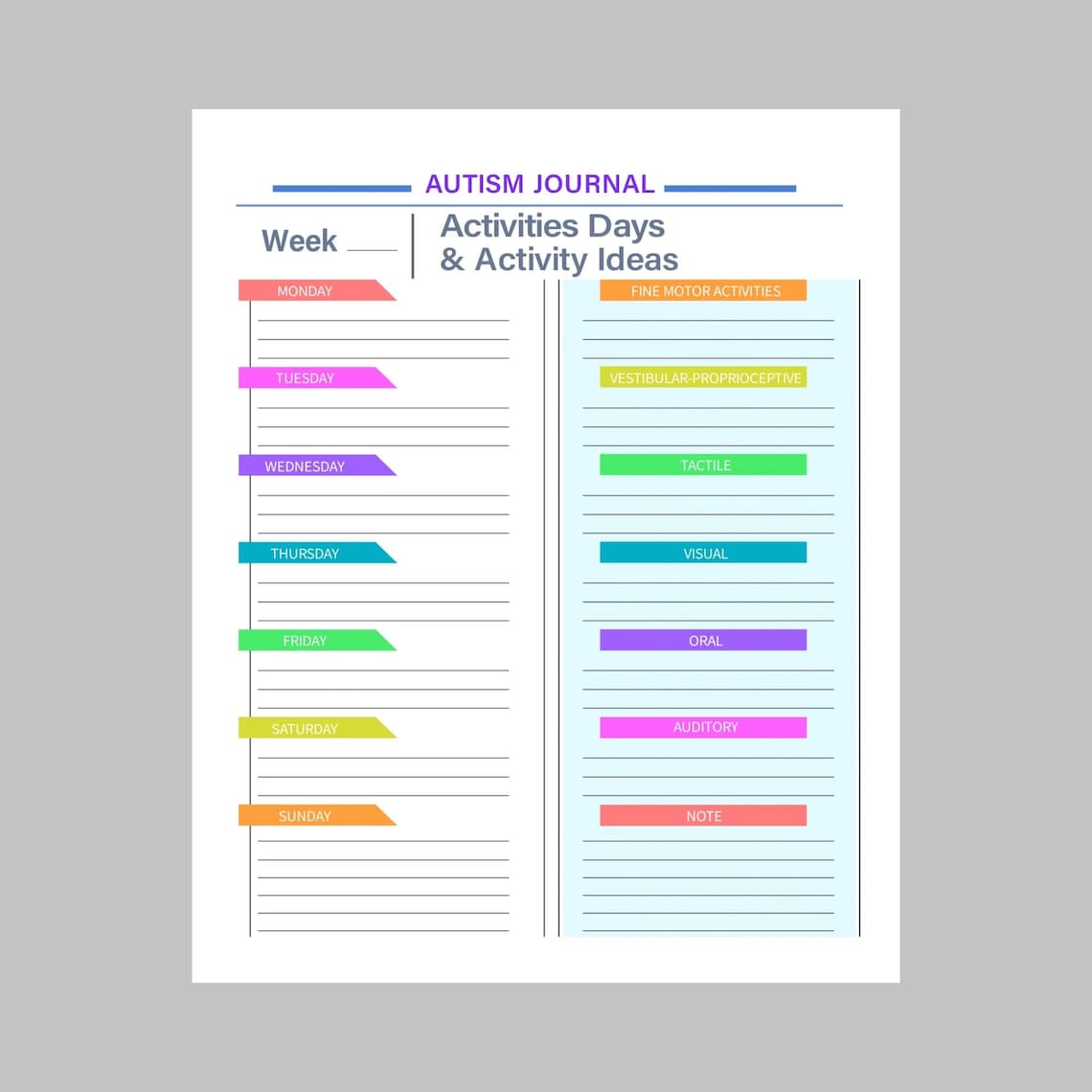 Autism Journal Sheets Editable Autism Spectrum Tracker Autism Etsy