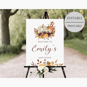 Pumpkin Baby Shower Welcome Sign, Pumpkin Welcome Sign, Little Pumpkin Shower Welcome Poster, Fall Baby Shower Welcome Sign, Instant