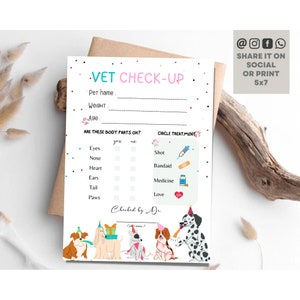 Vet Check Up Exam Sheet, Pet Check-Up Dog Birthday Puppy Party, Hospital Puppy Adoption Adopt a Pet Girl Pink Pawty Birthday Sheet, Instant