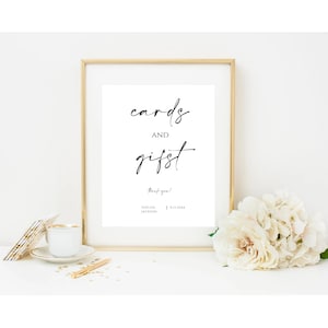 Minimalist Cards and Gifts Sign, Printable Wedding Gift, Editable Template, Modern Tabletop Sign, Instant Download, Canva 8x10, 5x7