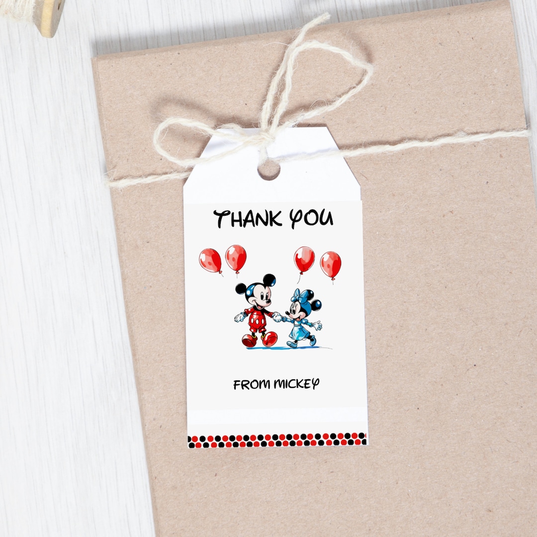 Mickey Mouse Birthday Thank You Tag, Mickey Mouse Birthday Party Favors ...