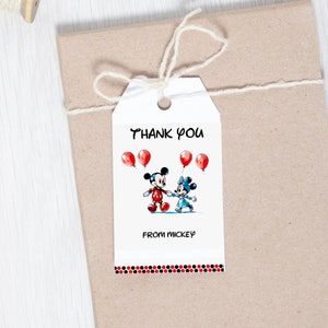 Mickey Mouse Birthday Thank You Tag, Mickey Mouse Birthday Party Favors Tag, Minnie Mouse Birthday Party Thank You Tag, Editable Printable