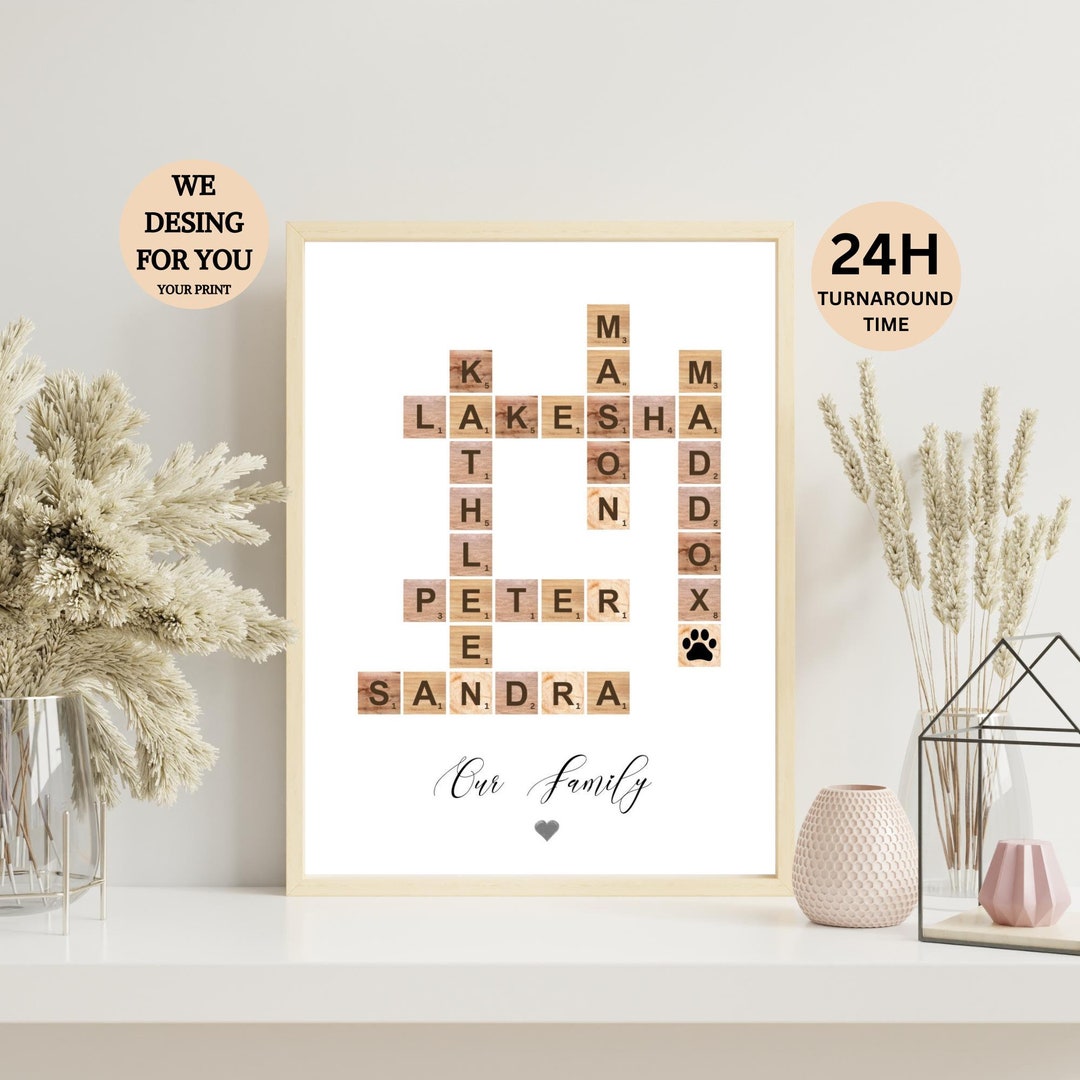 Family Scrabble Print Personalised,custom Family Name Print,crossword ...