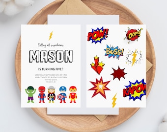 Superhero Birthday Invitation, Spiderman Birthday Invitation, Superhero Birthday Template, Editable Birthday Invite, Instant