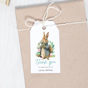 Peter Rabbit Baby Shower Favor Tags, Bunny Thank you Favor Tags, Peter Rabbit Gender Neutral Labels Watercolor Thank You Tag