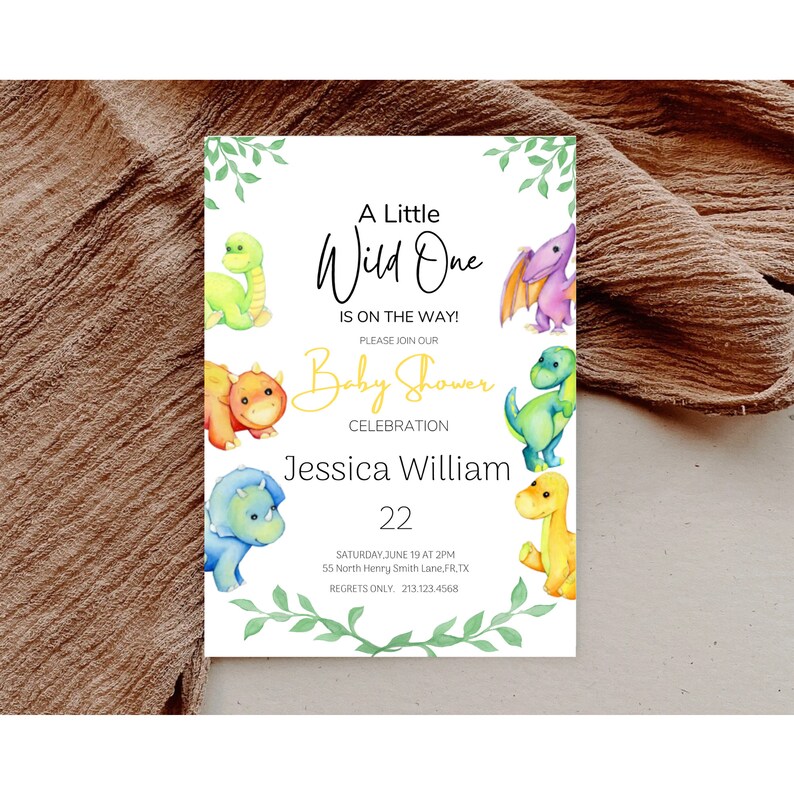Dinosaur Baby Shower Invitation Wild One s On The Way Baby Shower Invite Dinosaur Animal Baby Shower Gender Neutral Baby