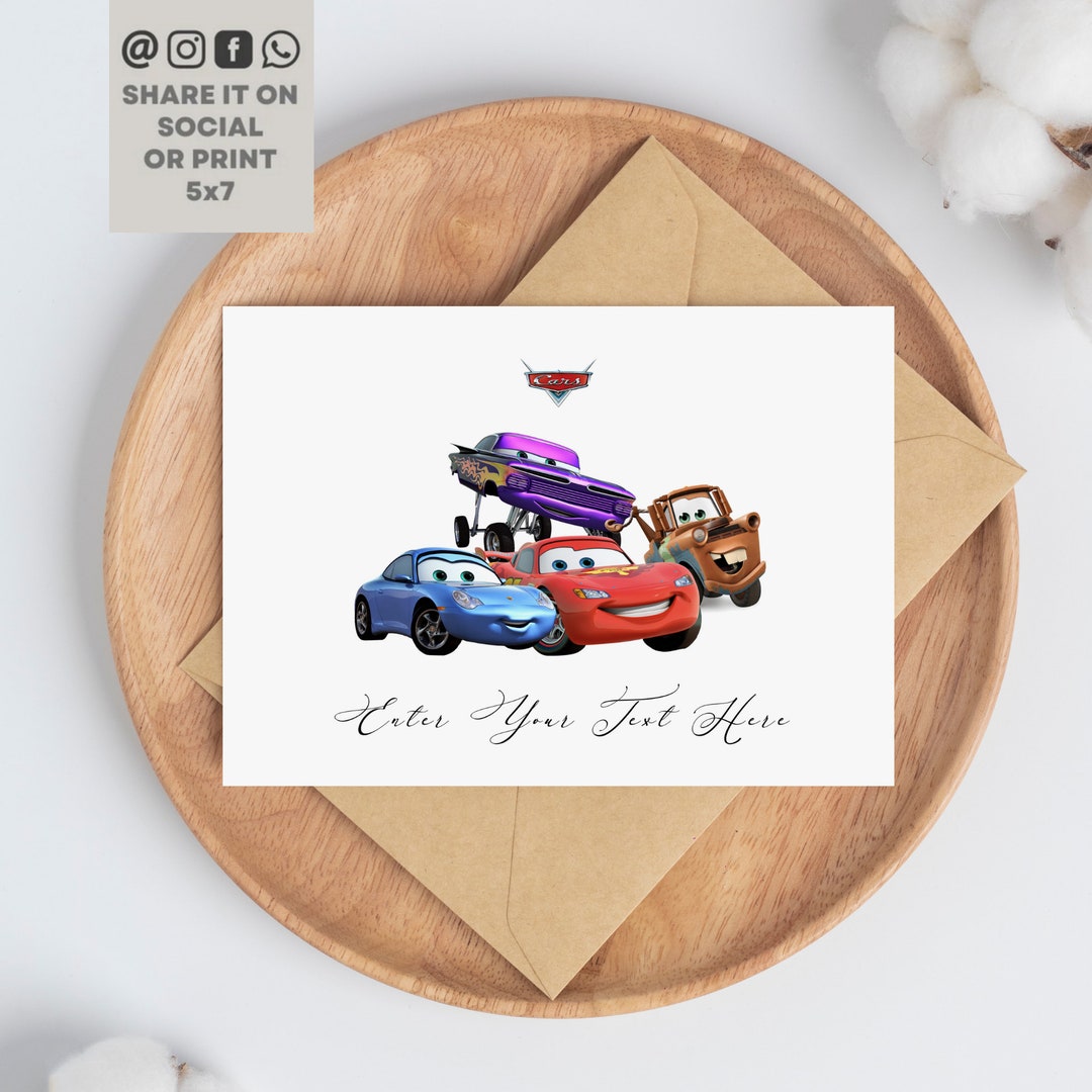 Cars Birthday Thank You Card Lightning Mcqueen Cards Kids Etsy