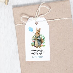 Tag di favore di Peter Rabbit Baby Shower, Peter Rabbit Bunny Grazie Tag, Etichette neutre di genere Etichette dell'acquerello Tag di ringraziamento dell'acquerello