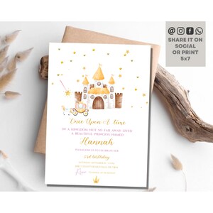 Princess Birthday Invitation, Princess Cinderalla Birthday Invitation, Cinderalla Girl Birthday Party Invite, Instant Download