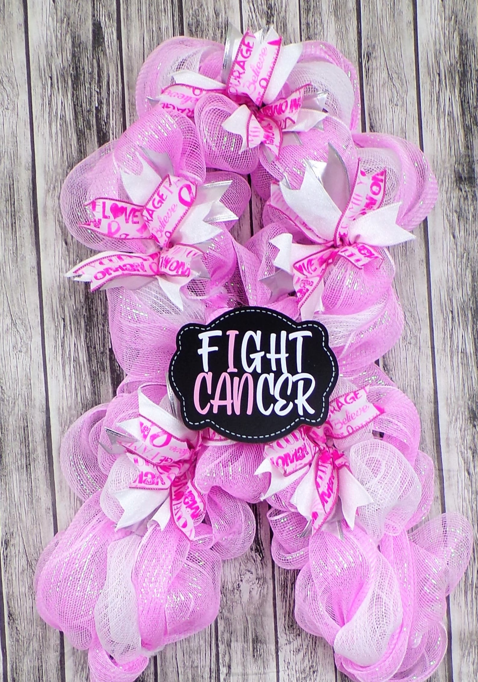 Breast Cancer Awareness Ribbon Wreath Etsy
