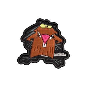 Mad Beaver-patchbestand voor borduurwerk, machineborduurwerk, digitaal bestand, direct downloaden, cartoon patchbestand, Dagget Beaver-borduurbestand