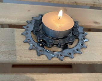 Recycled Bicycle Part Tealight Candle Holder, Upcycled Decor