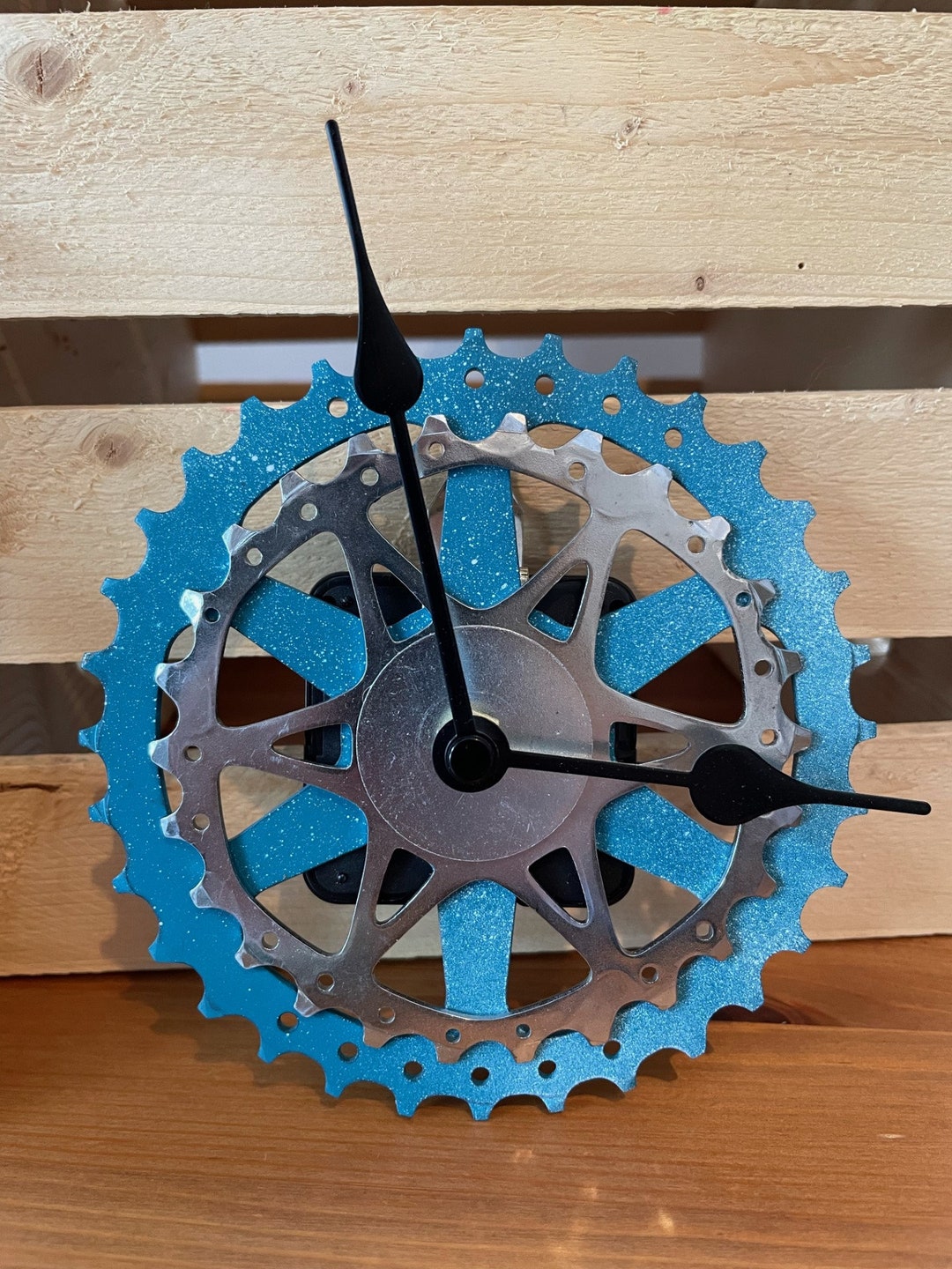 Blue Bicycle Gear Clock Upcycled Bicycle Parts Bicycle Etsy Canada
