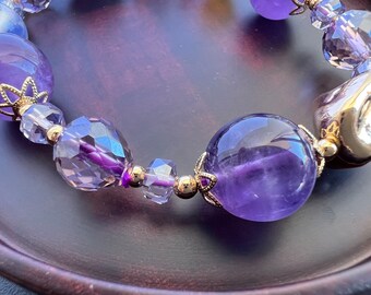 Natural amethyst rose gold fairy’s wheel elastic