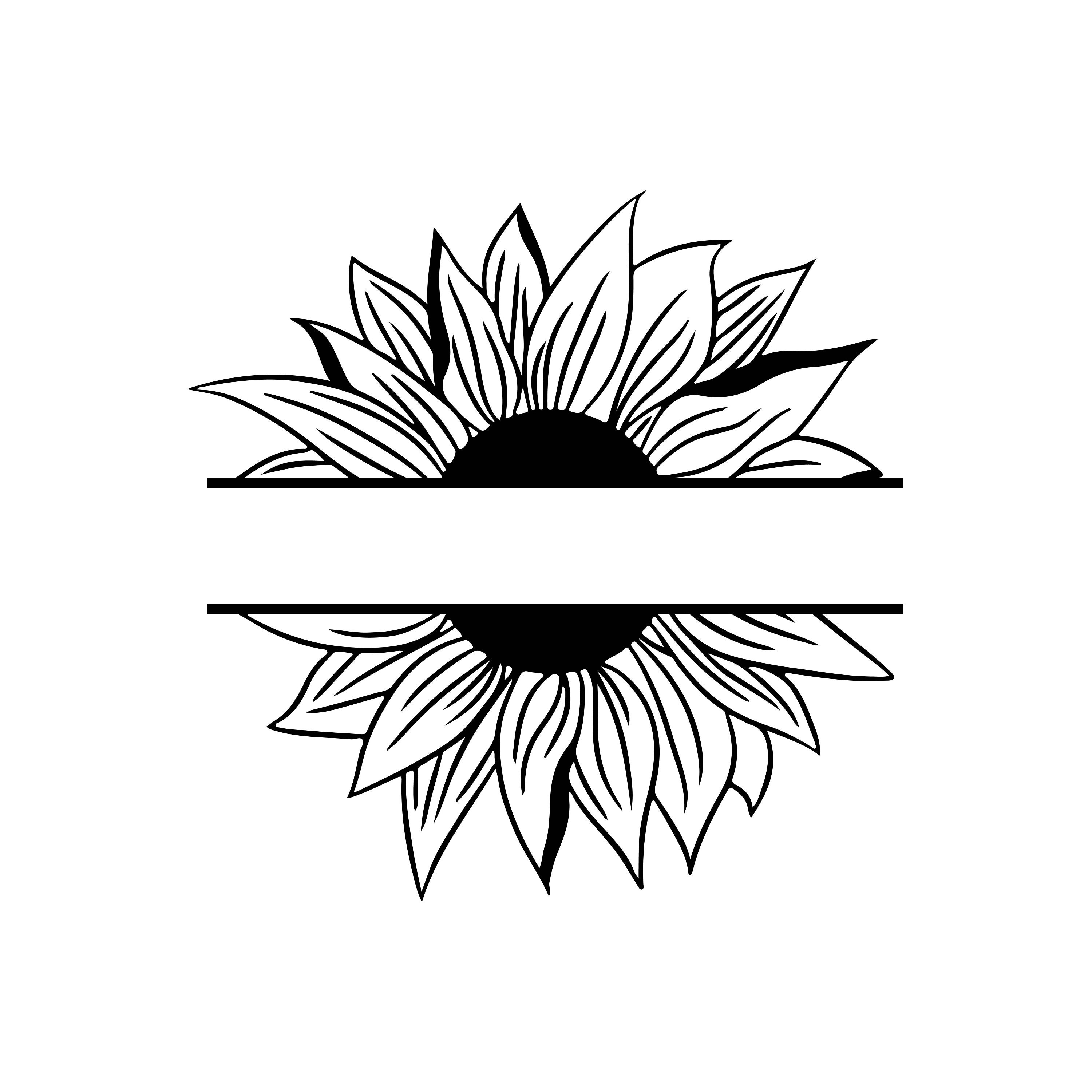 Sunflower Split Monogram, Sunflower Monogram Instant Download, Digital