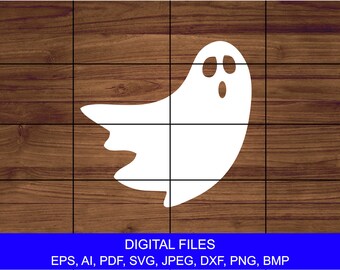 Geist Spooky Halloween Silhouette Vorlage Schablone Schneiden Aufkleber Gruselig Cricut Gravur 8no Dateien ZIP. Horror Ghouls Casper Vektor Bild