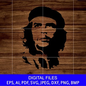 Che Guevara Cuba Vector - Instant Digital Download, SVG, ai, dxf, eps, PNG, bmp, PDF and jpeg files are included on a zip file.