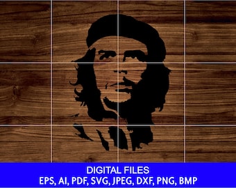 Che Guevara Cuba Vector - Descarga digital instantánea, SVG, ai, dxf, eps, PNG, bmp, PDF y jpeg archivos se incluyen en un archivo zip.