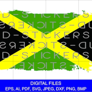 Jamaica Flag Distressed - Instant Digital Download, svg, ai, dxf, eps, png, pdf, bmp and jpg files are included on a zip file. Handmade