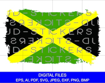 Jamaica Flag Distressed - Instant Digital Download, pliki svg, ai, dxf, eps, png, pdf, bmp i jpg są zawarte w pliku zip. Ręcznie robione