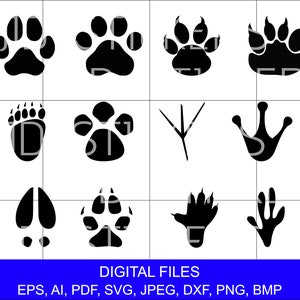 Paw Print Cats Dogs Birds SVG bundle -  Instant Digital Download, ai, dxf, eps, png, svg, pdf and jpg files. Gift Ideas