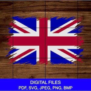 Union Jack Distorted Flag - Téléchargement numérique instantané, les fichiers svg, bmp, pdf, png et jpg sont inclus dans un fichier zip. Clipart Design Royaume-Uni Angleterre