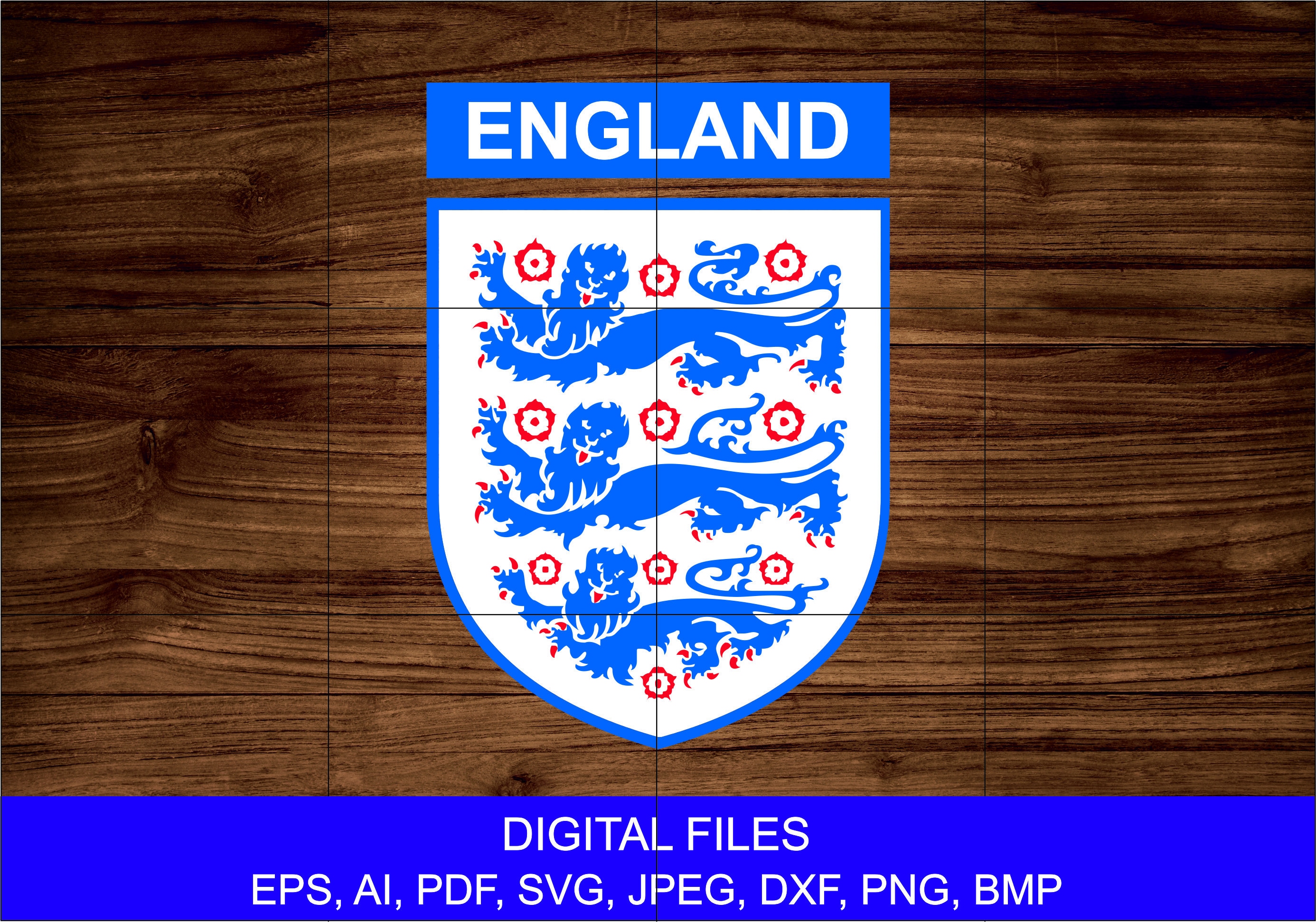 Three Lions Badge England Vector Drawing Instant Digital Etsy