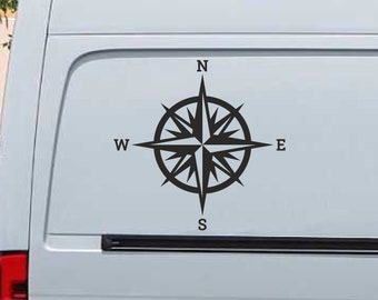 Compass Vinyl Decal for Campervan Caravan Cars Vans Trucks Campers VW Outdoor Adventures Hiking Walking Running Wall Art Stickers Camping