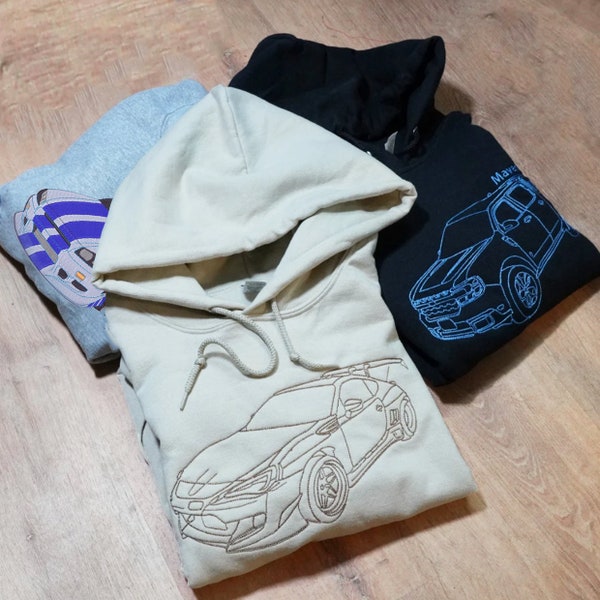 Custom embroidered car Sweatshirt, hoodie, t shirt embroidered Personalized, Dad Gift, Custom sweatshirt, gift for him
