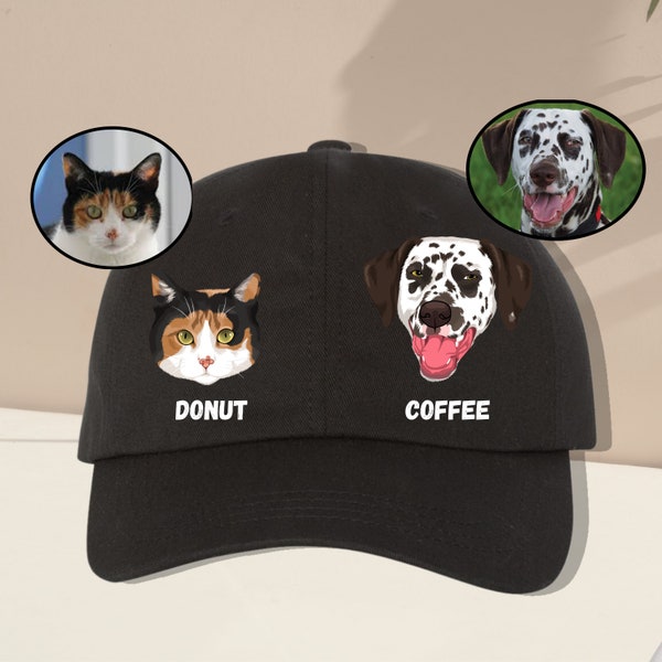 Ritratto di cappello per animali domestici personalizzato, cappello personalizzato, berretto da baseball per cani personalizzato, cappello mamma cane, ritratto cappello per animali domestici, cappello regalo papà cane dalla foto dei tuoi animali domestici