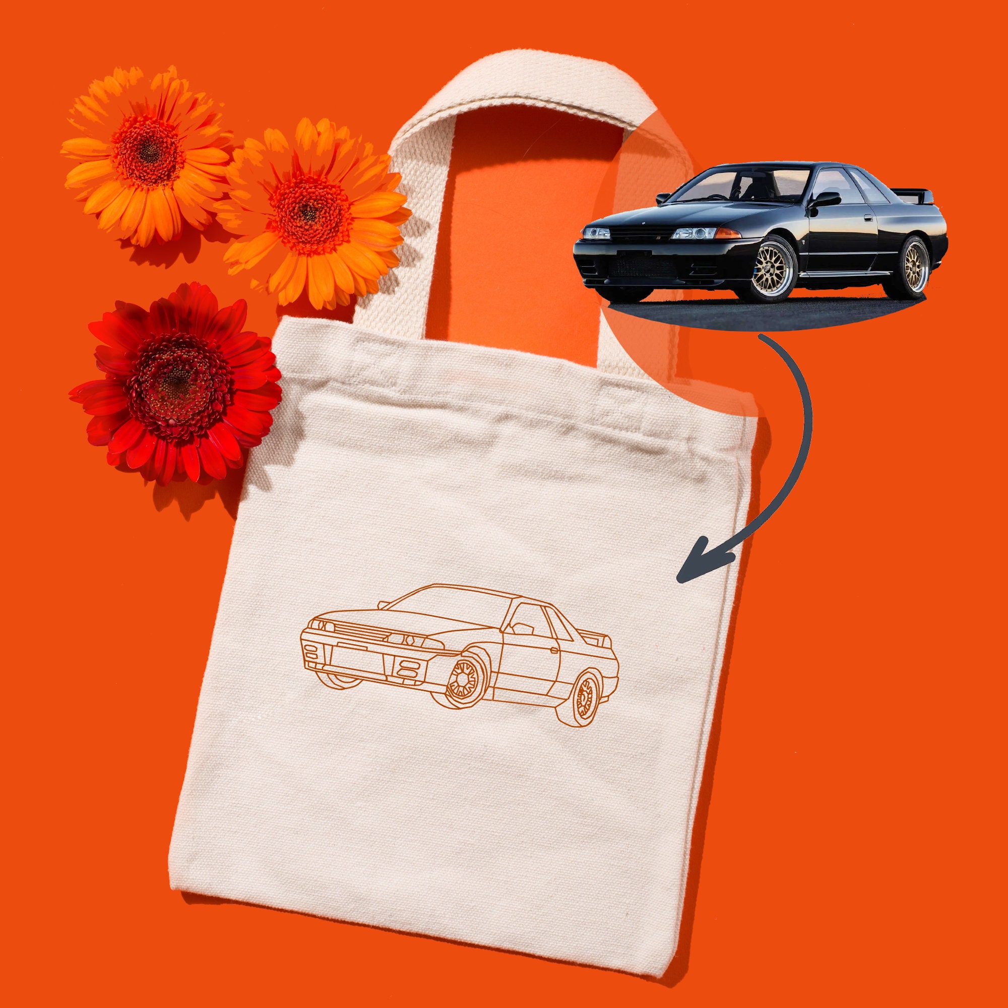 Custom embroidered car tote bag, tote bag embroidered Personalized, Gift, Custom tote bag