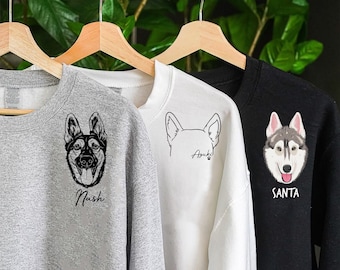 Custom Pet Portrait  Sweatshirt , T-Shirt , hoodie, Custom Dog sweatshirt, Custom dog ears T shirt,  Mom Gift, Custom Pet Photo sweatshirt,