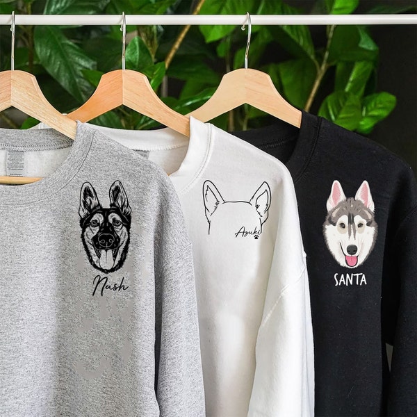 Felpa personalizzata con ritratto di animale domestico, T-shirt, felpa con cappuccio, felpa personalizzata per cani, T-shirt personalizzata con orecchie da cane, regalo per la mamma, felpa personalizzata con foto di animali domestici,