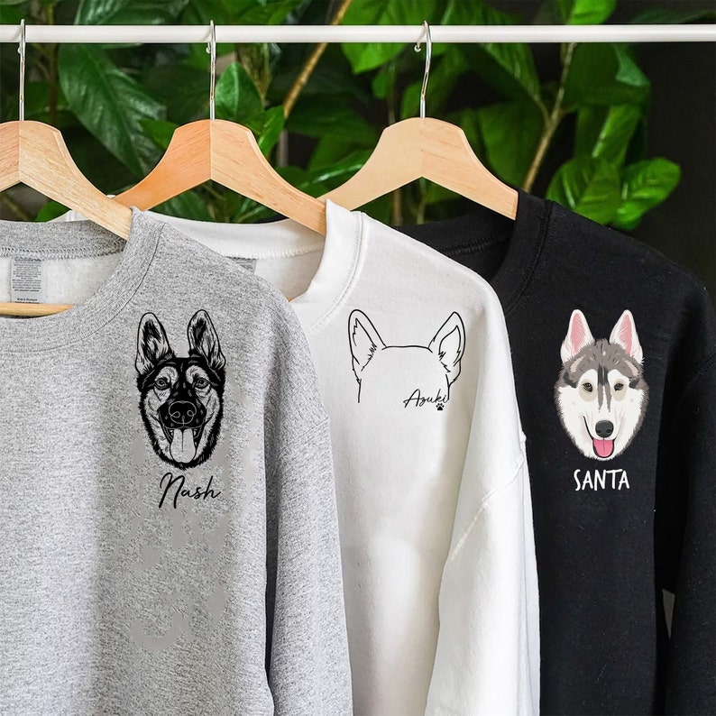 Custom Pet Portrait  Sweatshirt , T-Shirt , hoodie, Custom Dog sweatshirt, Custom dog ears T shirt,  Mom Gift, Custom Pet Photo sweatshirt, 