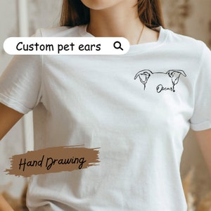 Custom Dog Ears Sweatshirt T-shirt Hoodie , Pet Portrait Sweatshirt,  Custom Pet Ears hoodie, Dog  Cat Ears sweatshirt,  Dog mom gift