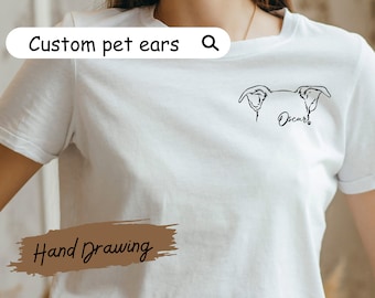 Custom Dog Ears Sweatshirt T-shirt Hoodie , Pet Portrait Sweatshirt,  Custom Pet Ears hoodie, Dog  Cat Ears sweatshirt,  Dog mom gift