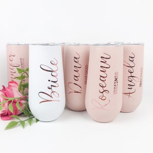 Bridesmaid Flutes Tumblers, Bridal Party Gift,Personalized Tumbler,Insulated Tumbler,Bachelorette Party Favor,6oz Champagne Tumblers