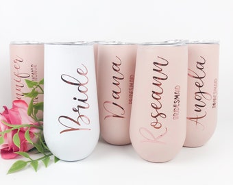 Bridesmaid Flutes Tumblers, Bridal Party Gift,Personalized Tumbler,Insulated Tumbler,Bachelorette Party Favor,6oz Champagne Tumblers