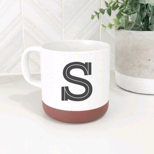 Initial Mug | 13oz Satin Finish Mug with Speckles and Unglazed Bottom